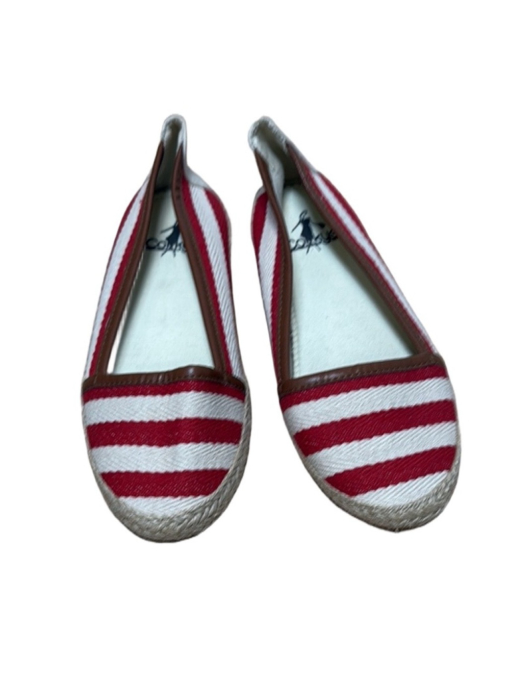 Corkys Size 7 Red White Striped Espadrille Flats Summer Vacation Shoes